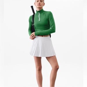 Athleta Match Point High Rise Pleated Laser Cut Skort White Size M Tennis Golf